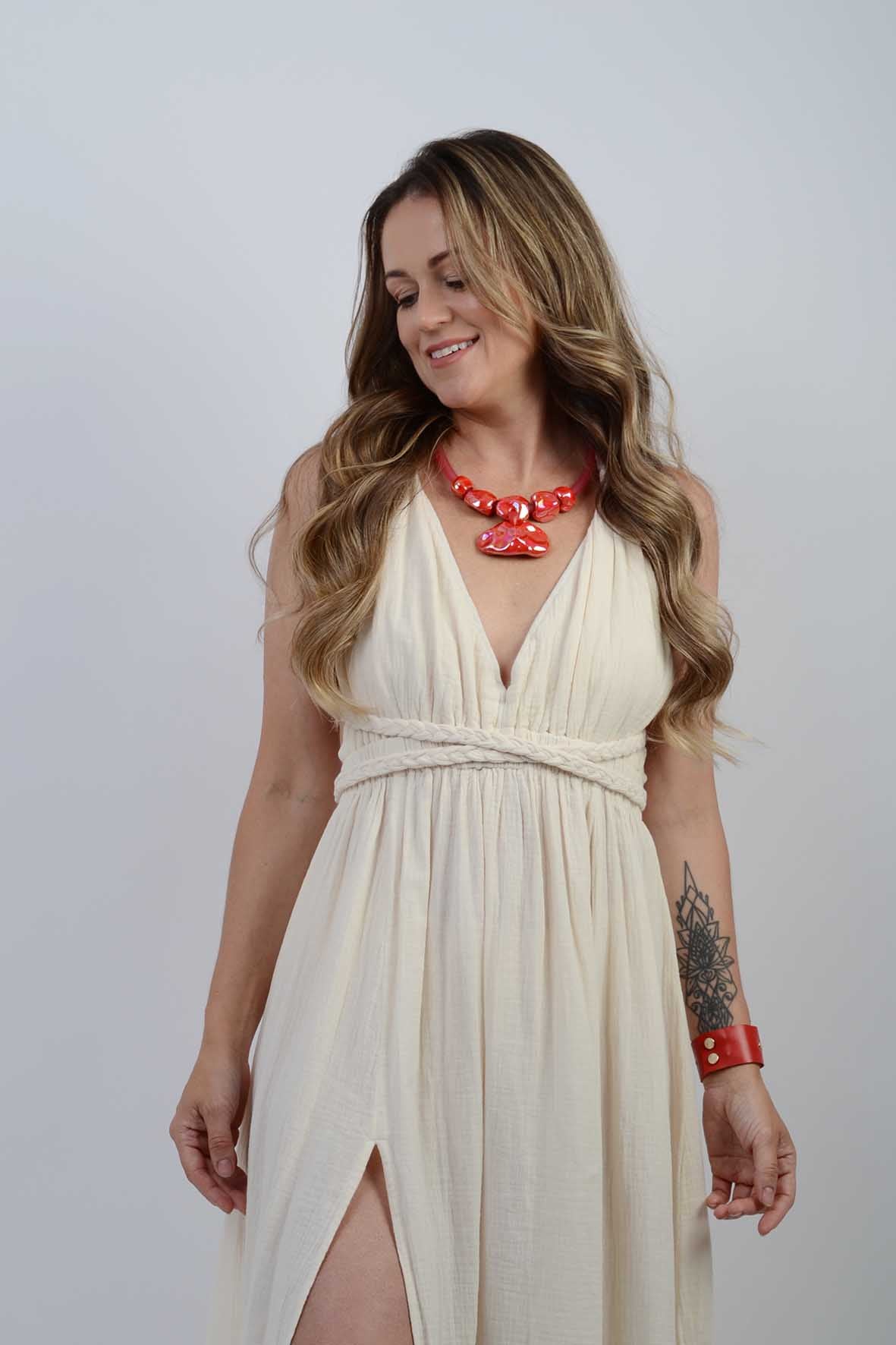 Luxury Red Necklace With Large Pendant