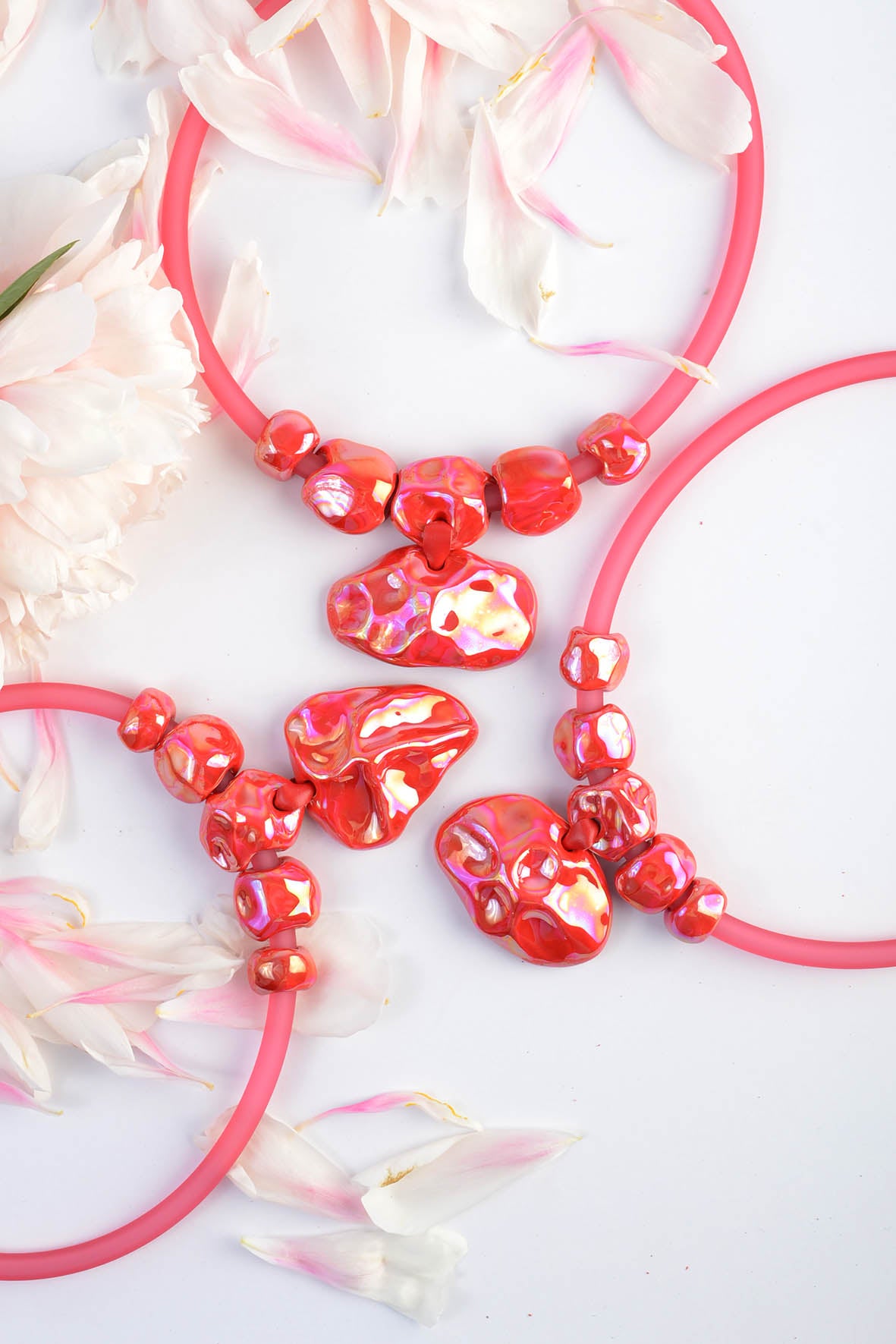Luxury Red Necklace With Large Pendant