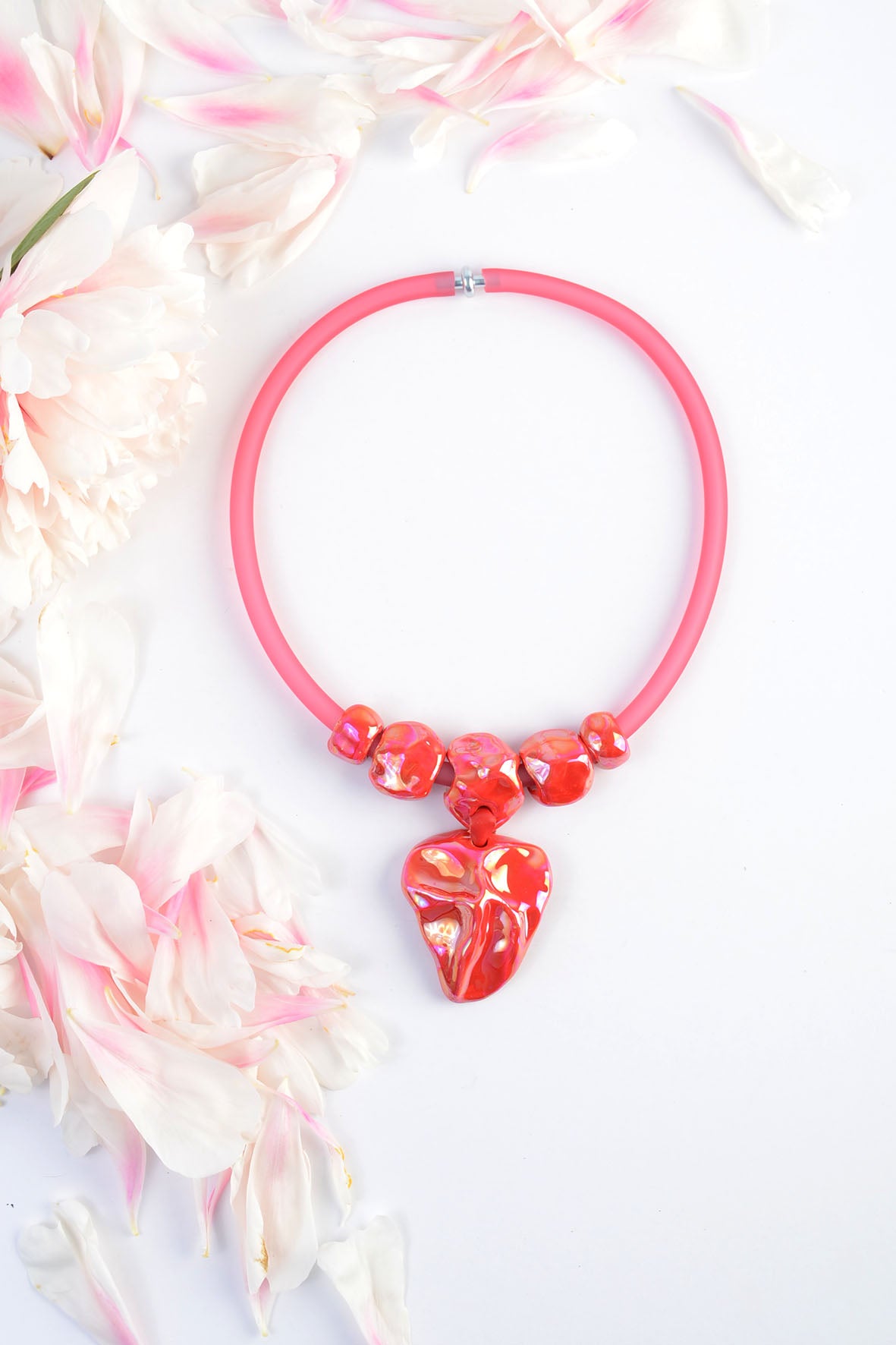 Luxury Red Necklace With Large Pendant