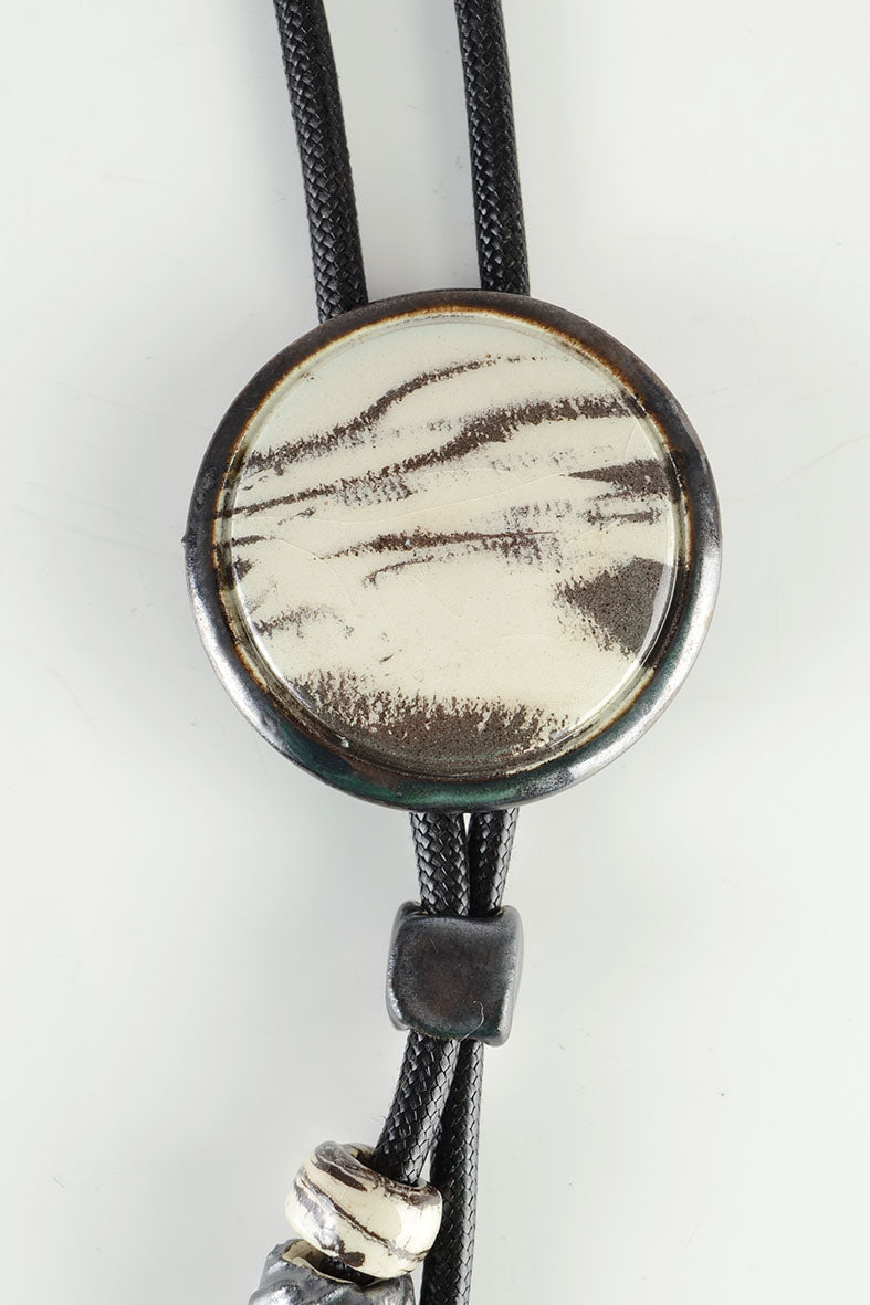 Marble Effect Long Pendant Necklace with Tassel