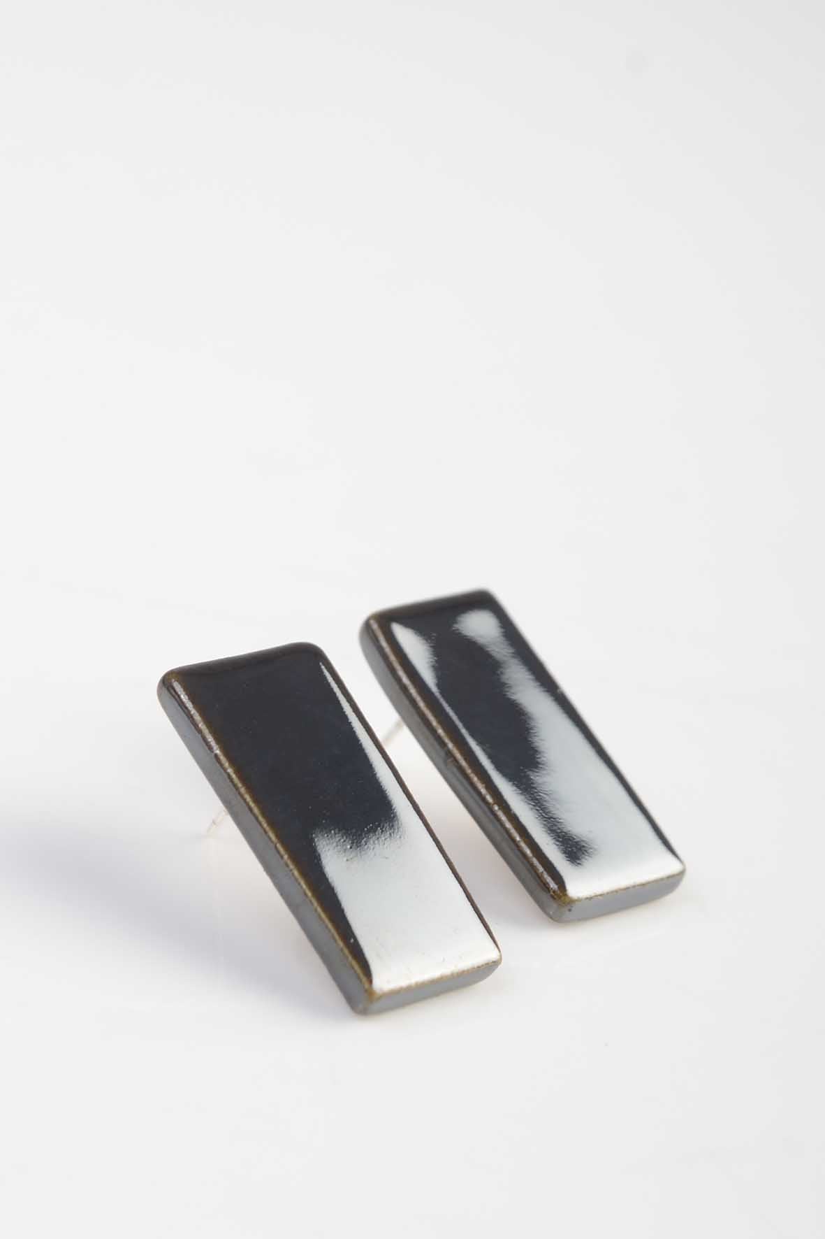 Minimalist Black Ceramic Earrings Studs