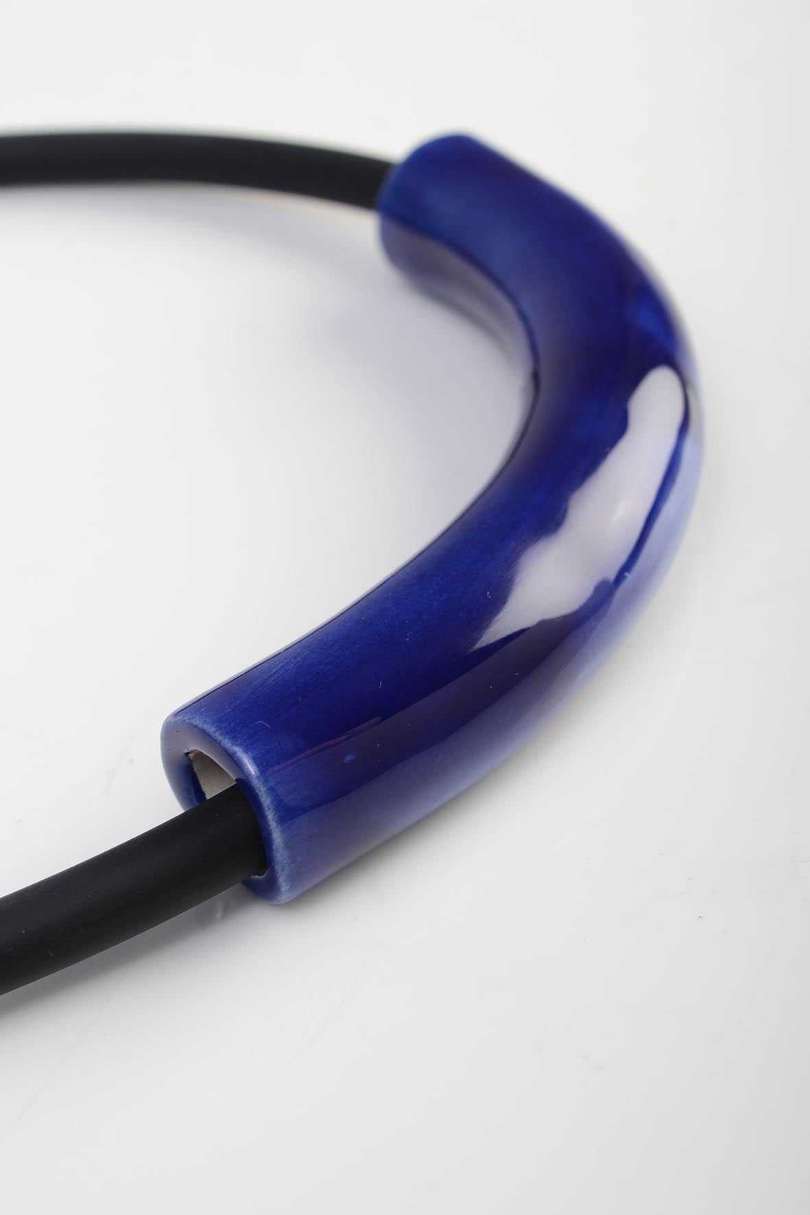 Minimalist Blue Ceramic Statement Necklace for Women