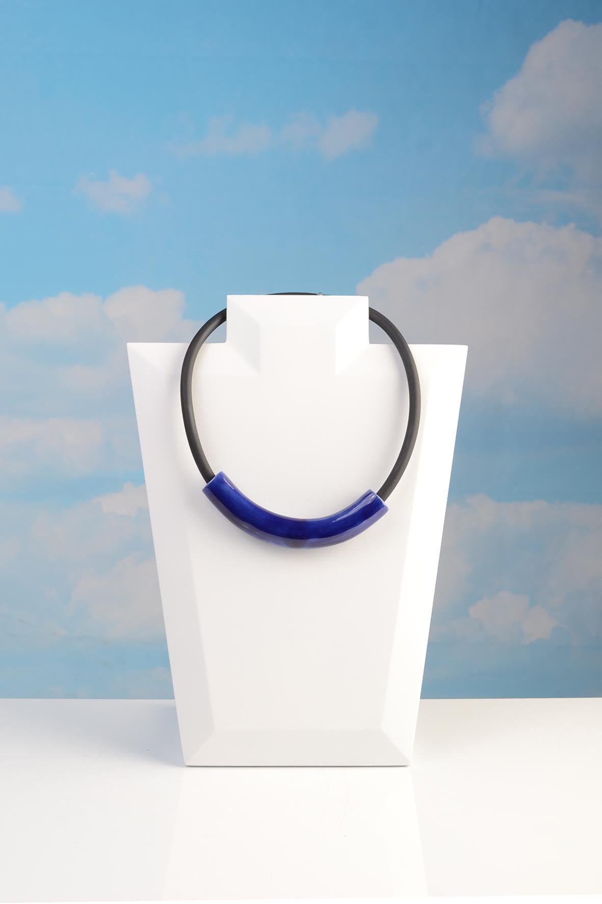 Minimalist Blue Ceramic Statement Necklace for Women