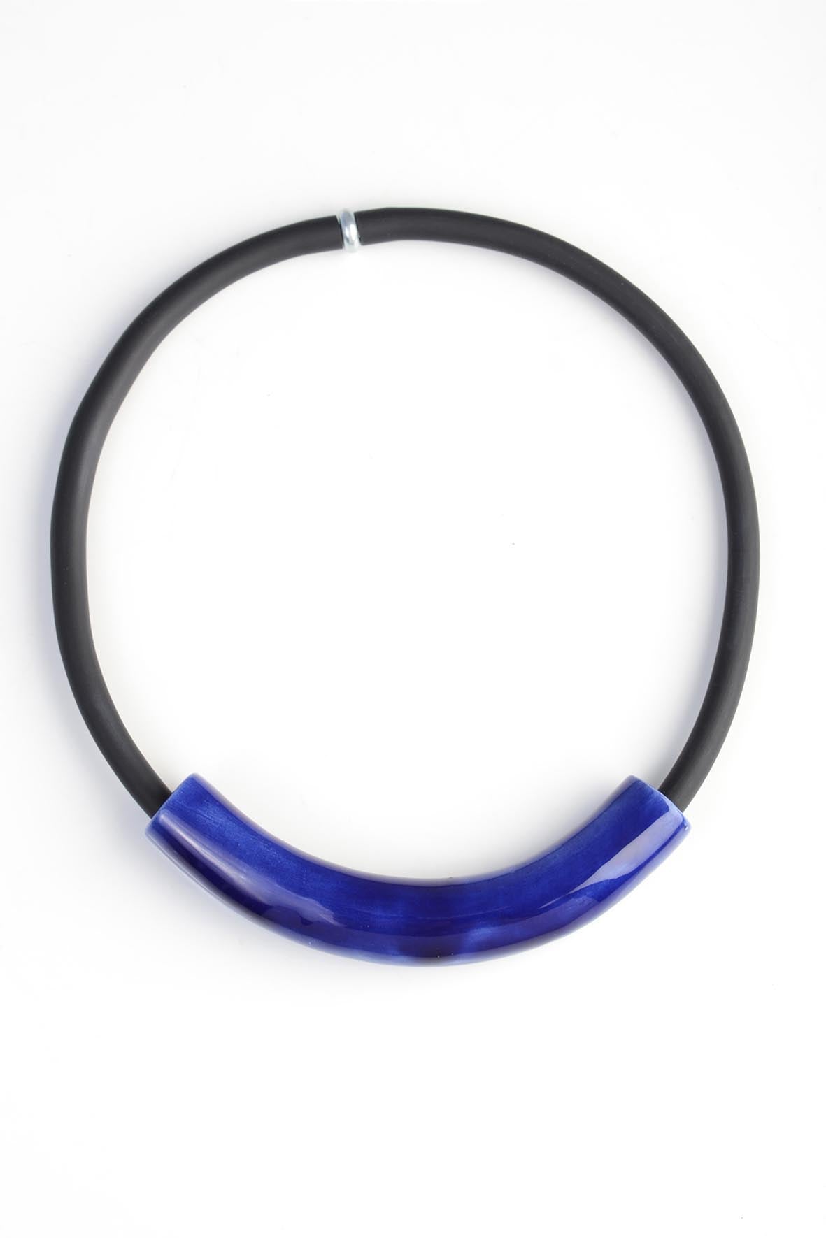Minimalist Blue Ceramic Statement Necklace for Women