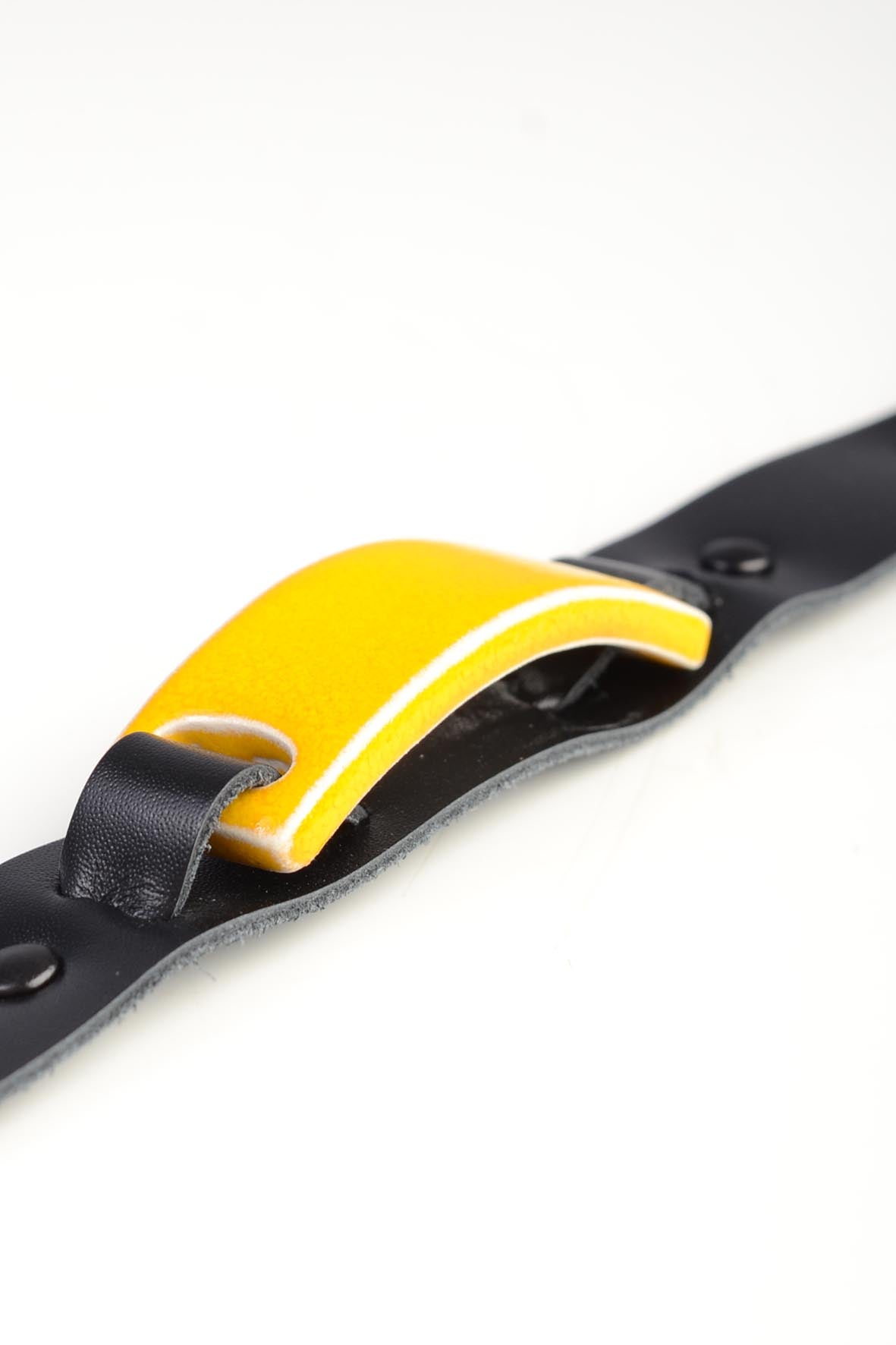 Minimalist Yellow Ceramic Leather Bracelet