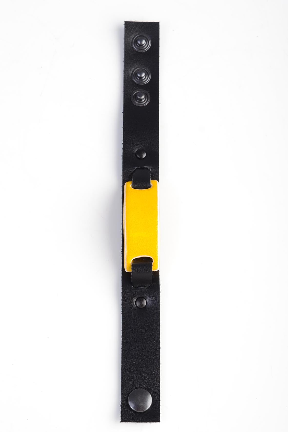 Minimalist Yellow Ceramic Leather Bracelet