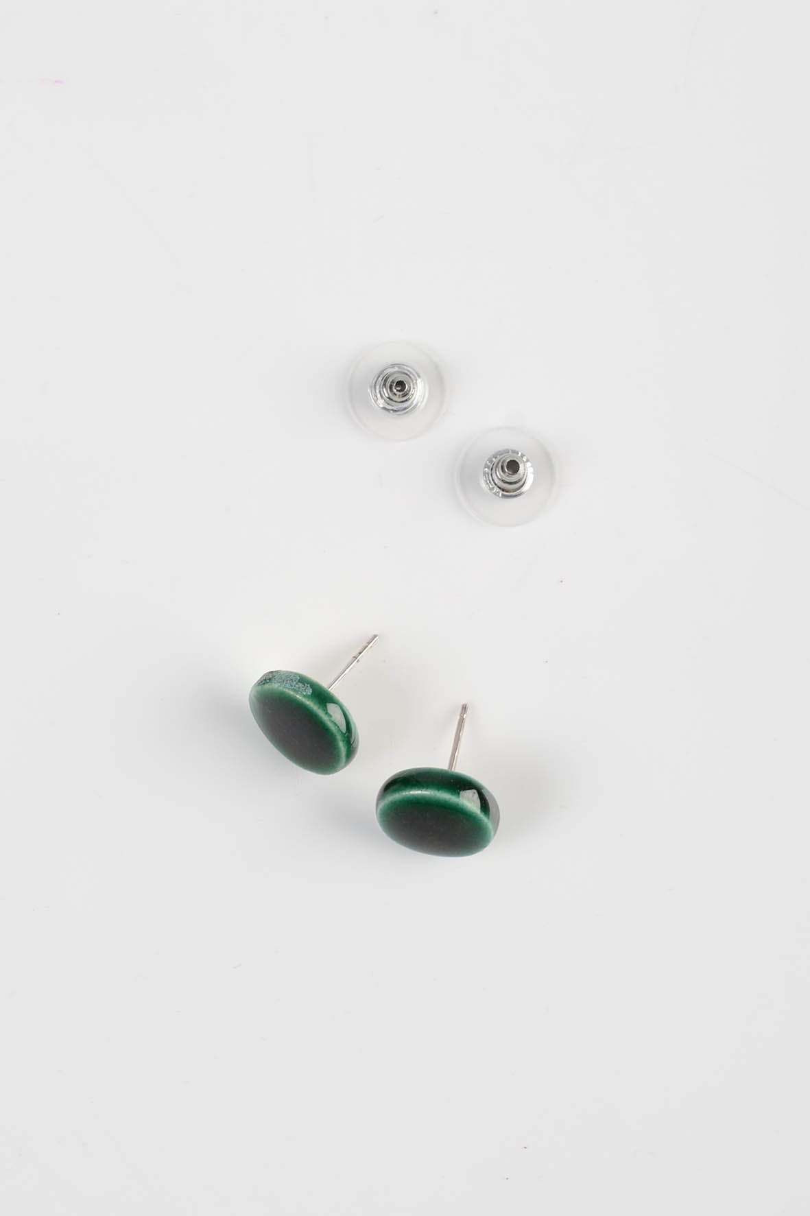Green Minimalistic Stud Earrings