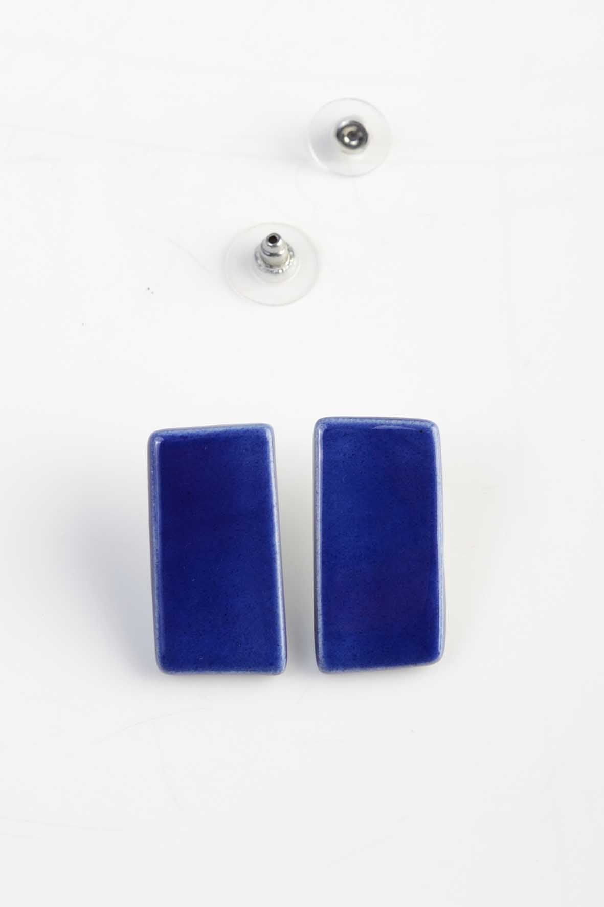 Modern Blue Tile Stud Earrings for Women