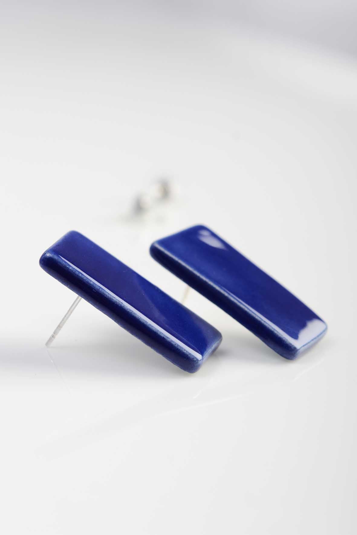 Modern Blue Tile Stud Earrings for Women