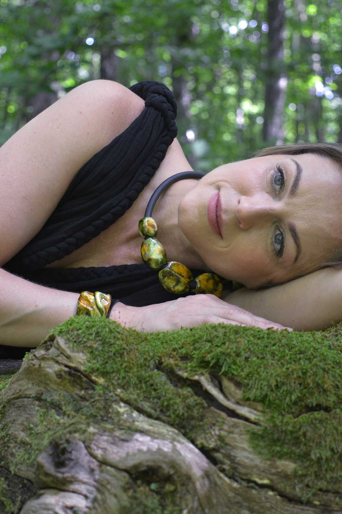 Moss Green Ceramic Statement Necklace
