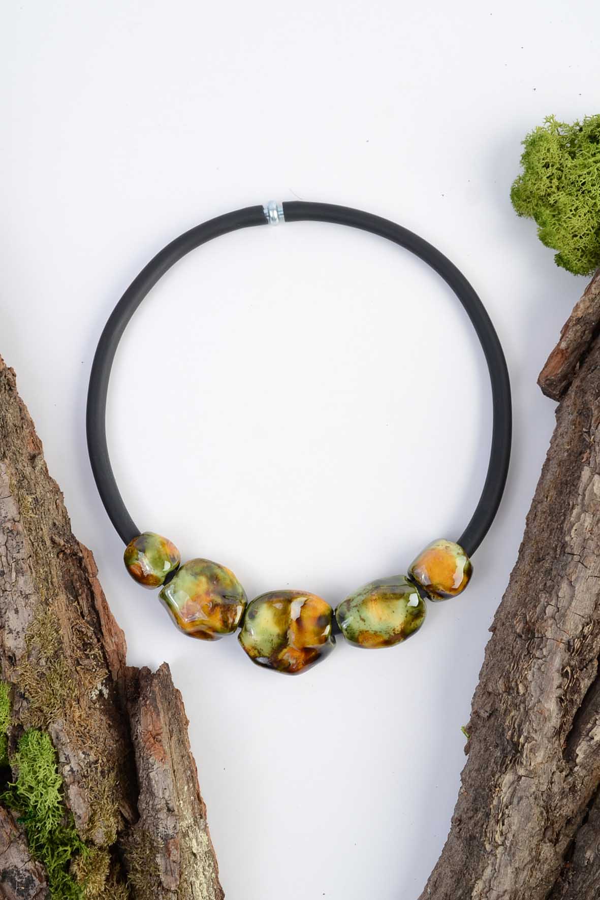 Moss Green Ceramic Statement Necklace