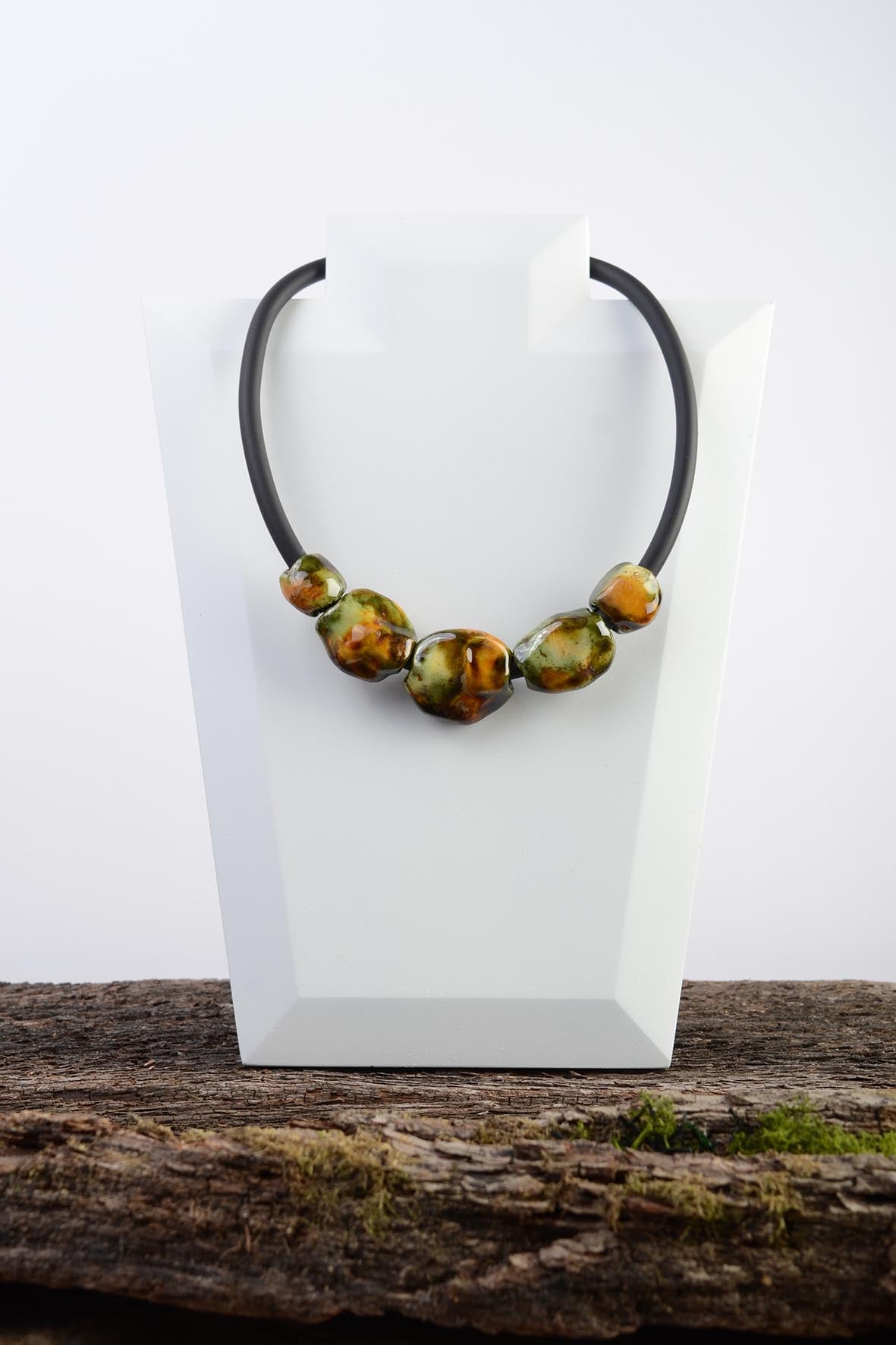 Moss Green Ceramic Statement Necklace