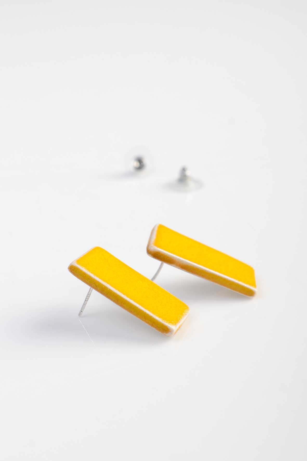 Women's Yellow Rectangle Earrings Stud