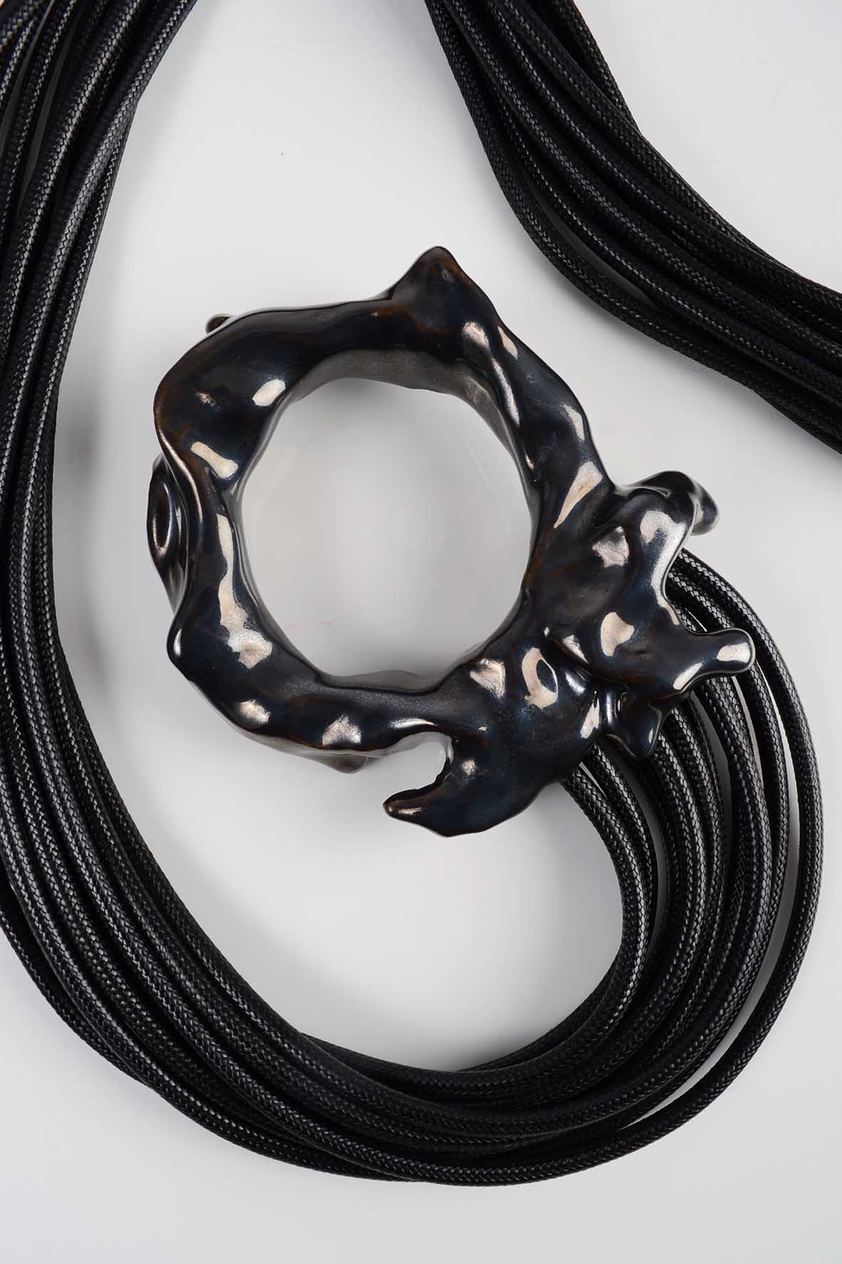 Multifunctional Long Black Necklace ing-ring