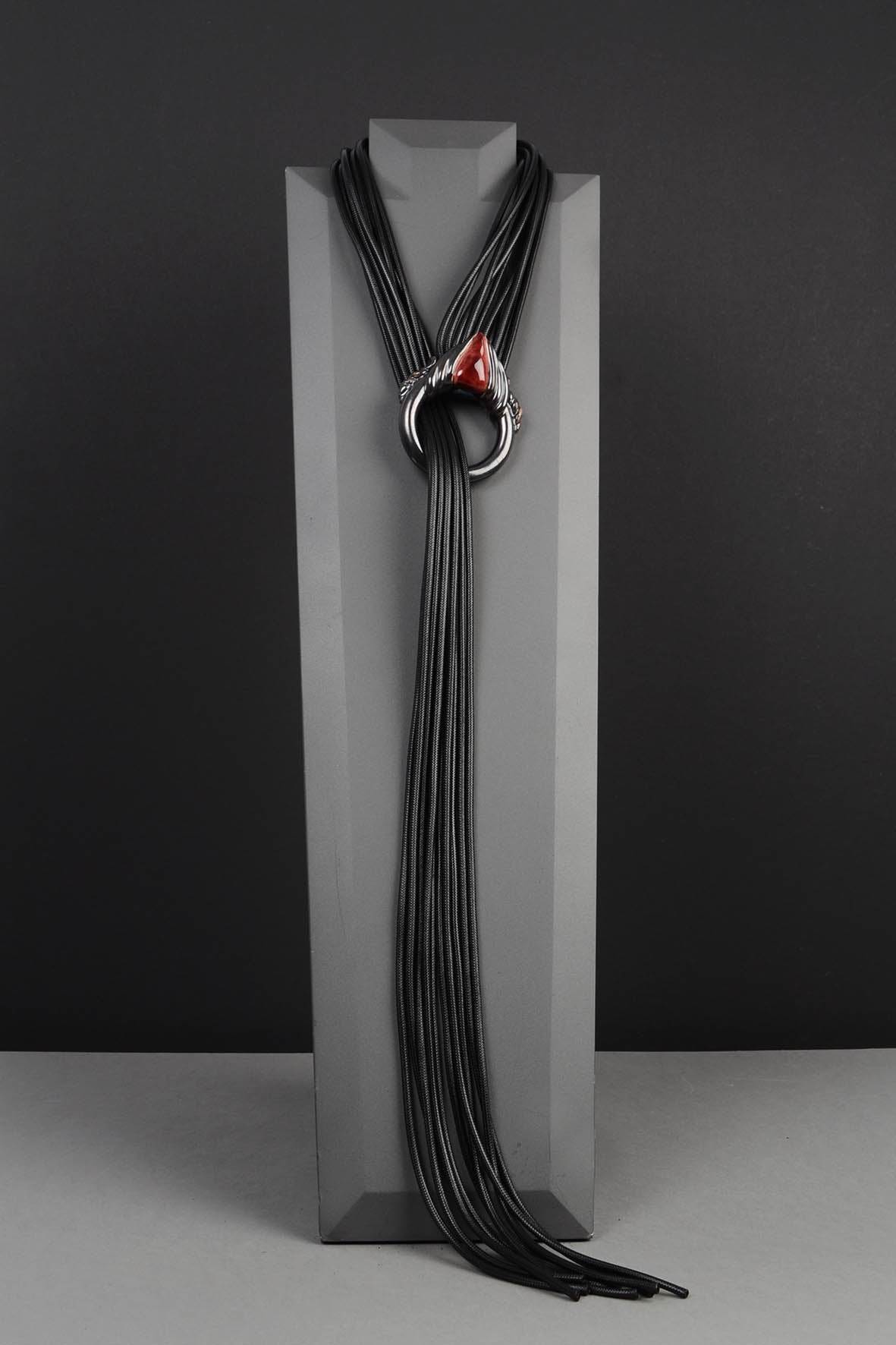 Multifunctional Necklace - ing-ring With Blue & Burgundy