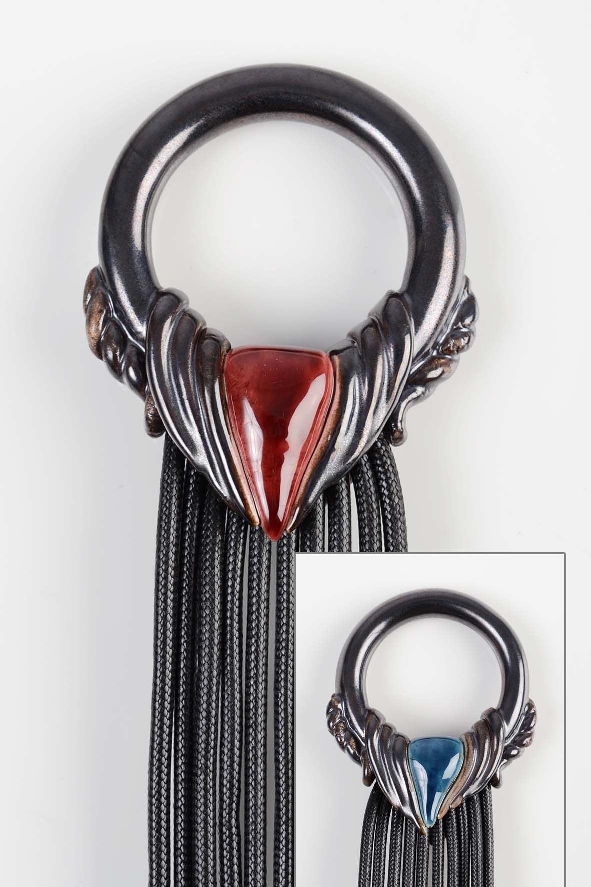 Multifunctional Necklace - ing-ring With Blue & Burgundy