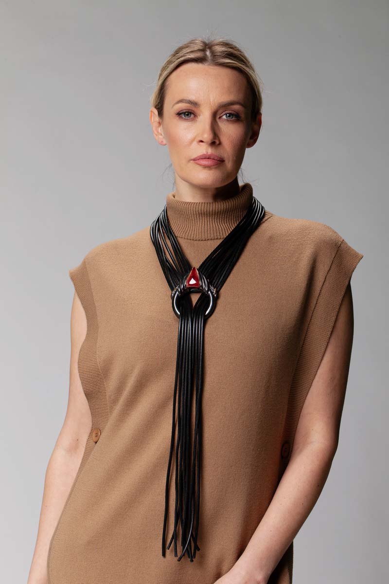 Multifunctional Necklace - ing-ring With Blue & Burgundy