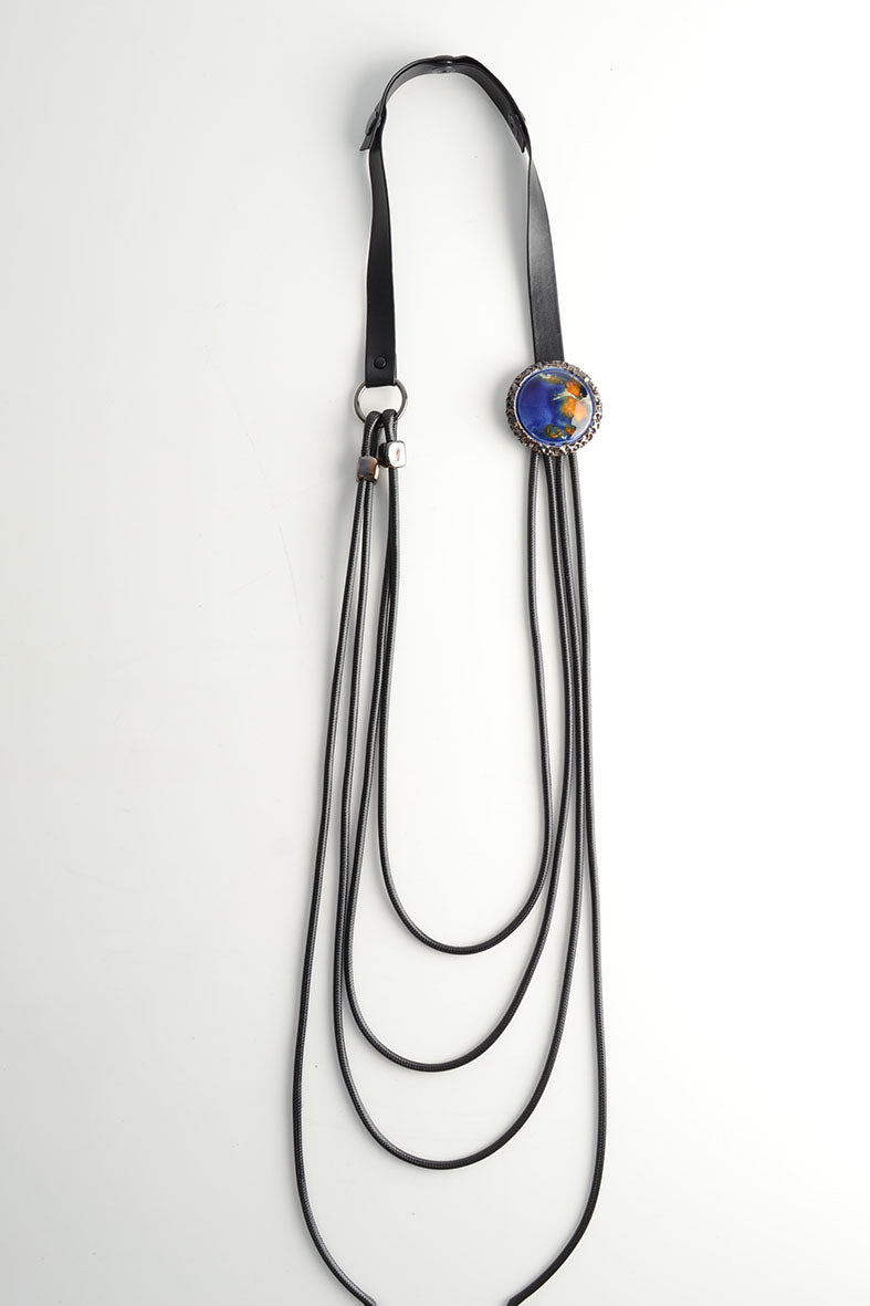 Navy Blue Crossbody Necklace for Women