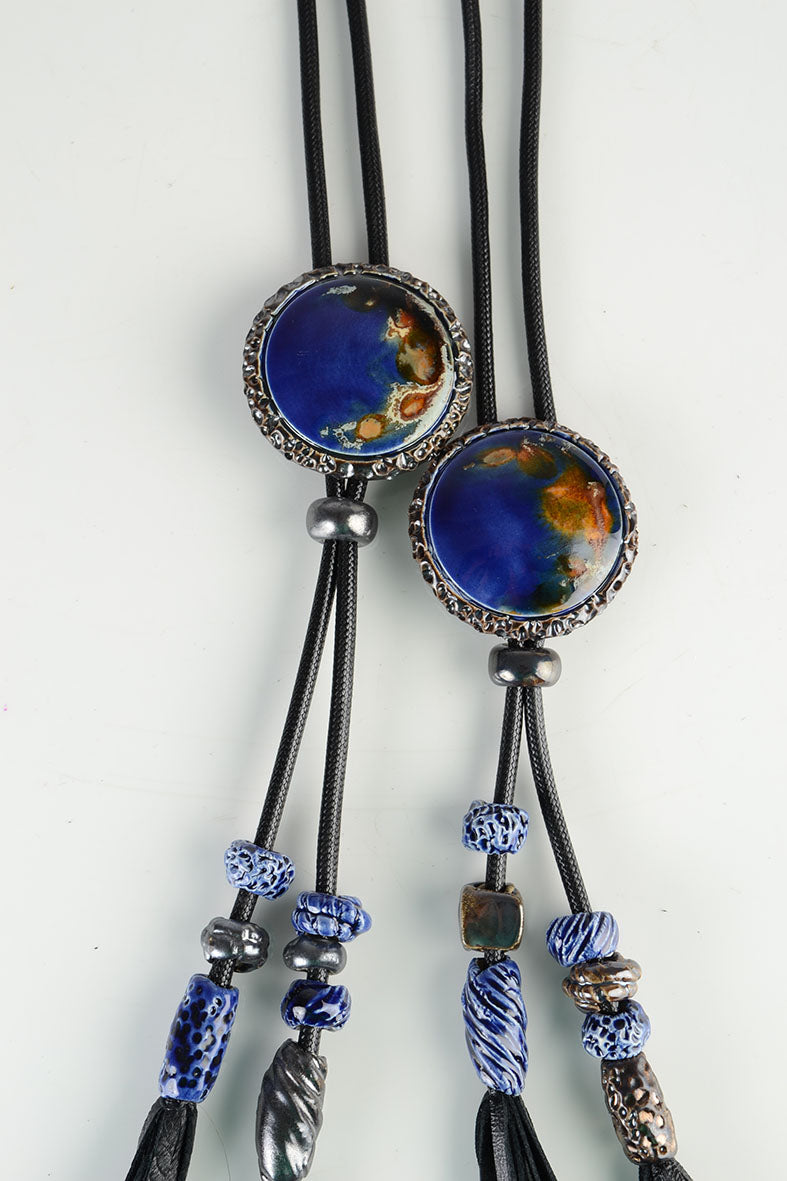 Navy Blue Long Tassel Necklace