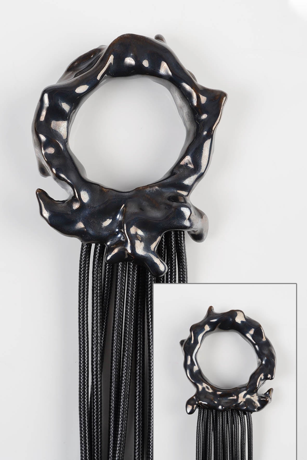 Multifunctional Long Black Necklace ing-ring