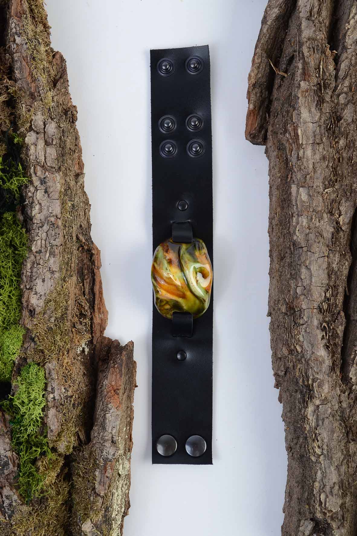 Olive Green Leather Bracelet