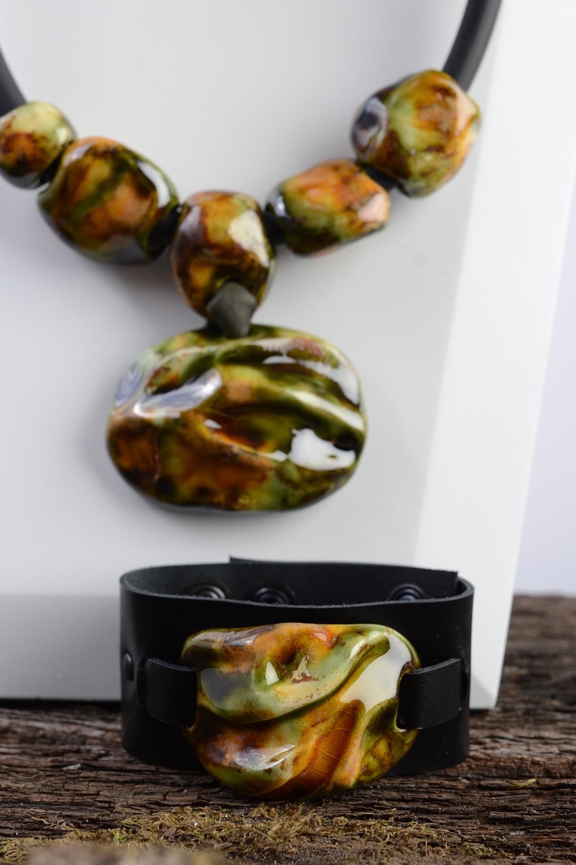 Olive Green Leather Bracelet
