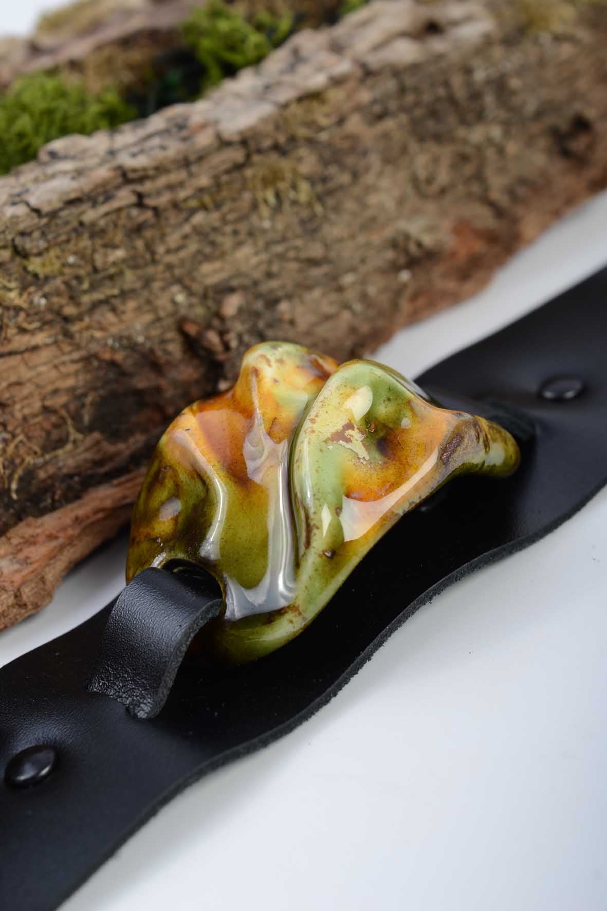 Olive Green Leather Bracelet