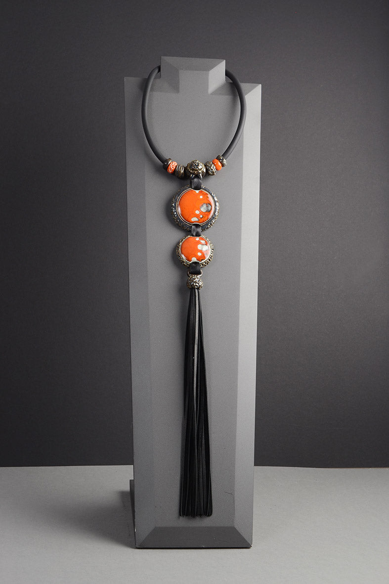 Orange Chunky Statement Necklace