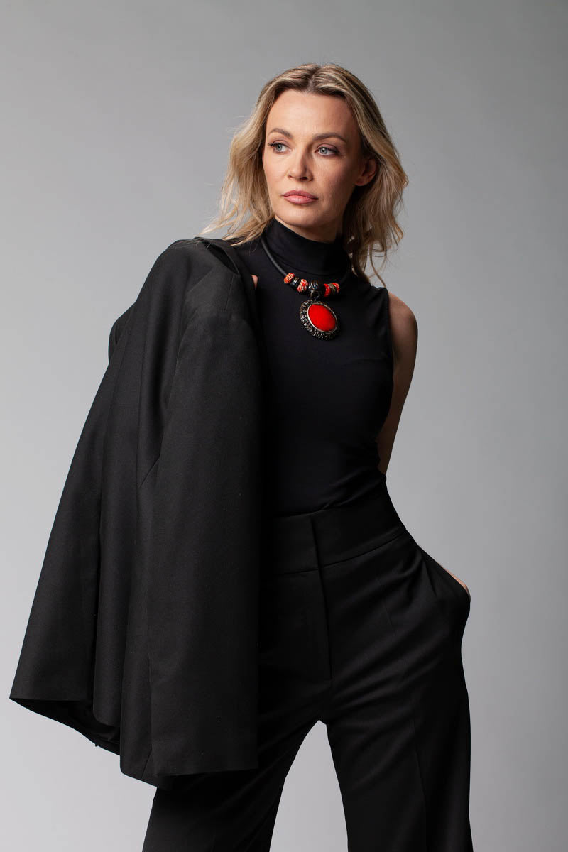 Orange Necklace Pendant – Handmade Contemporary Ceramic Accessory