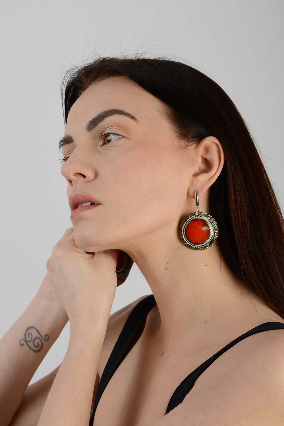 Orange Fashion Earrings For Women - Unique Handmade Earrings
