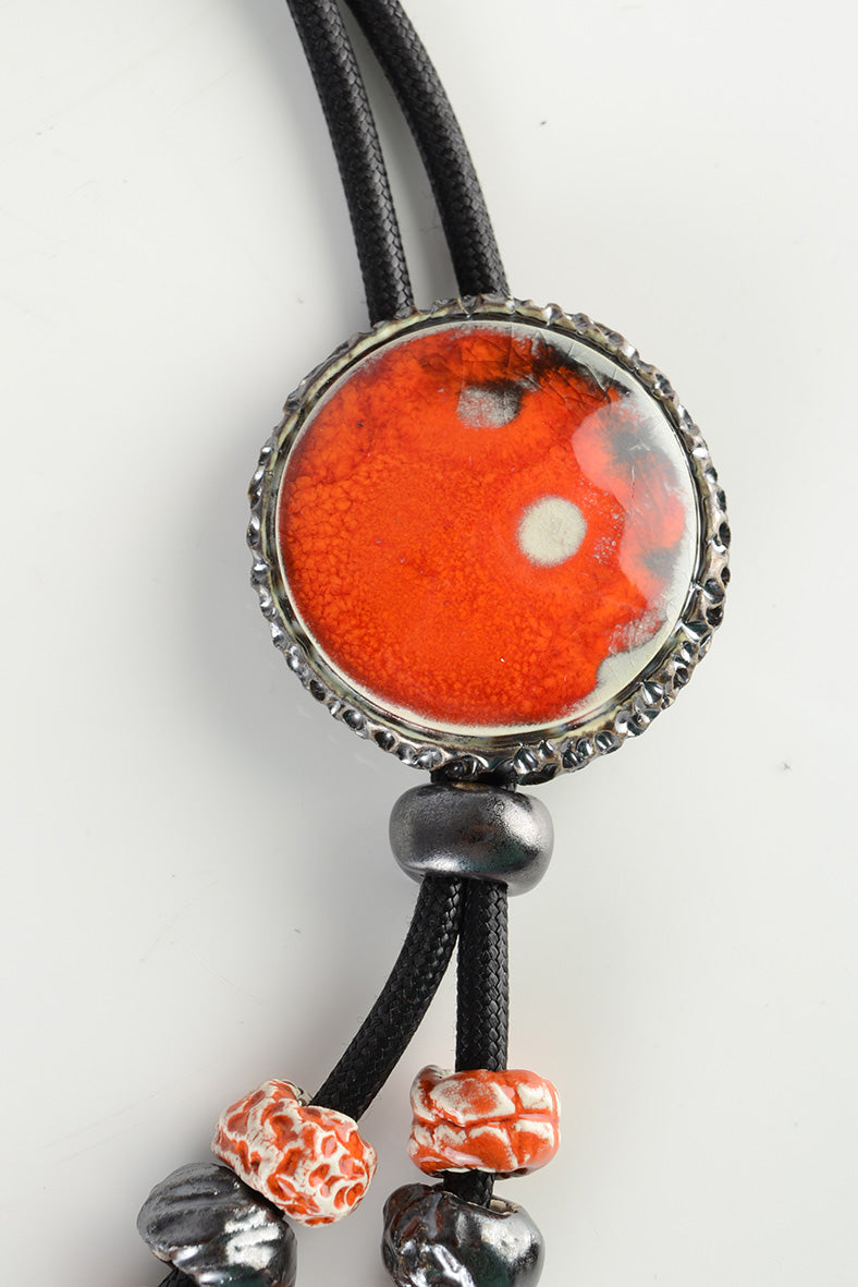 Long Pendant Orange & Grey