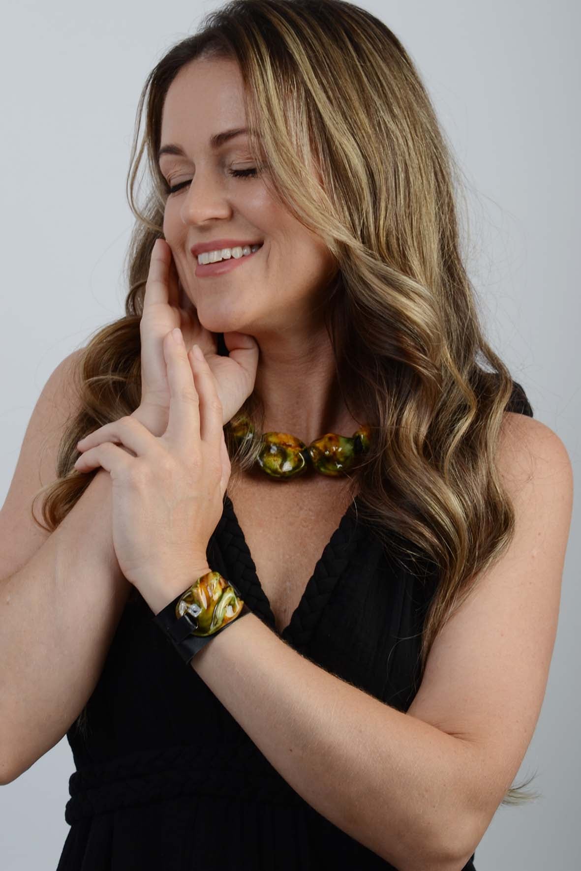Moss Green Ceramic Statement Necklace
