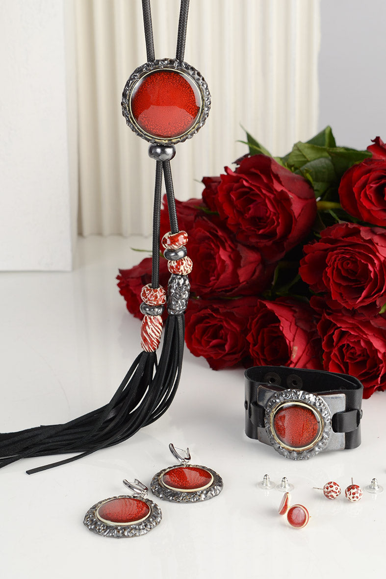 Red Boho Tassel Necklace