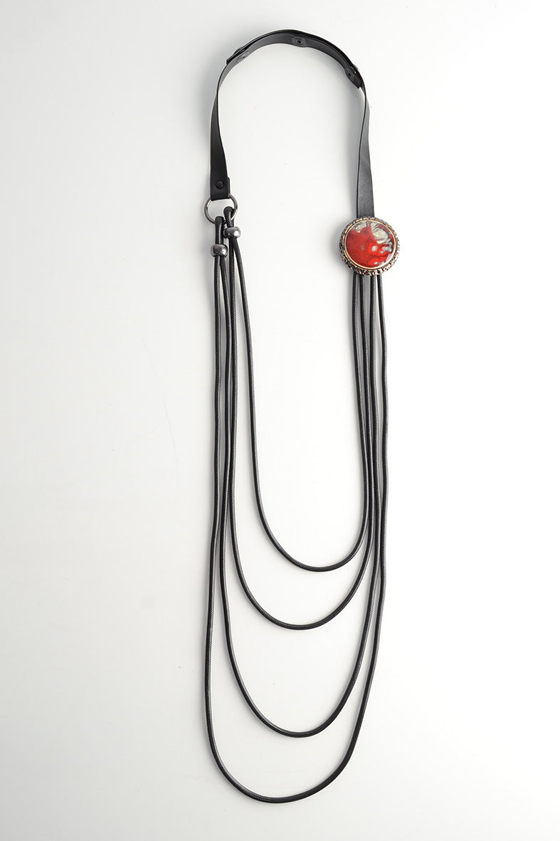 Unique Multifunctional Burgundy Statement Necklace