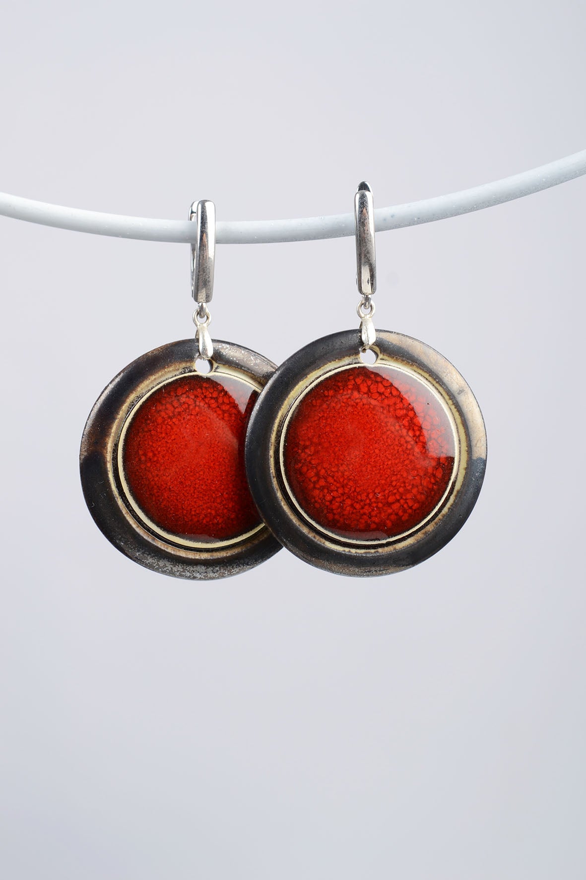 Bold Red Circle Earrings