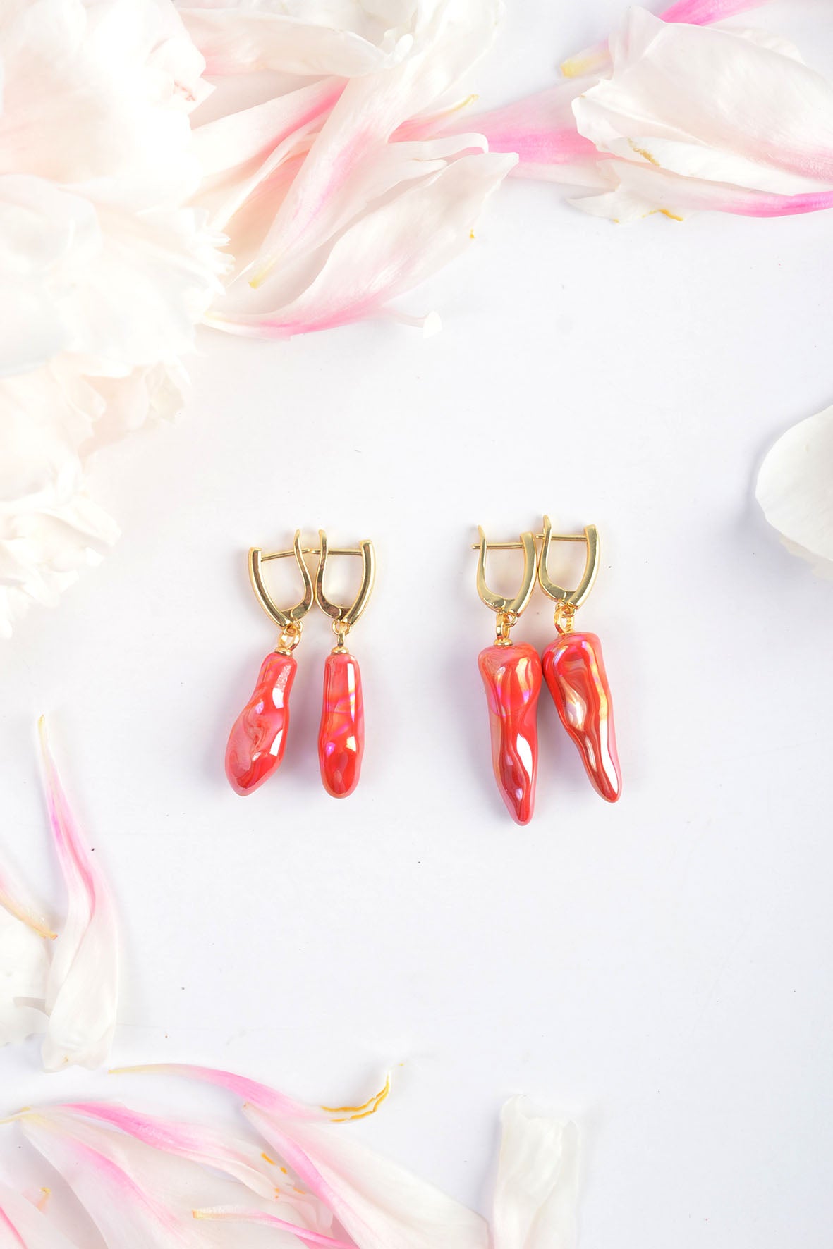 Red Abstract Art Boho Earrings