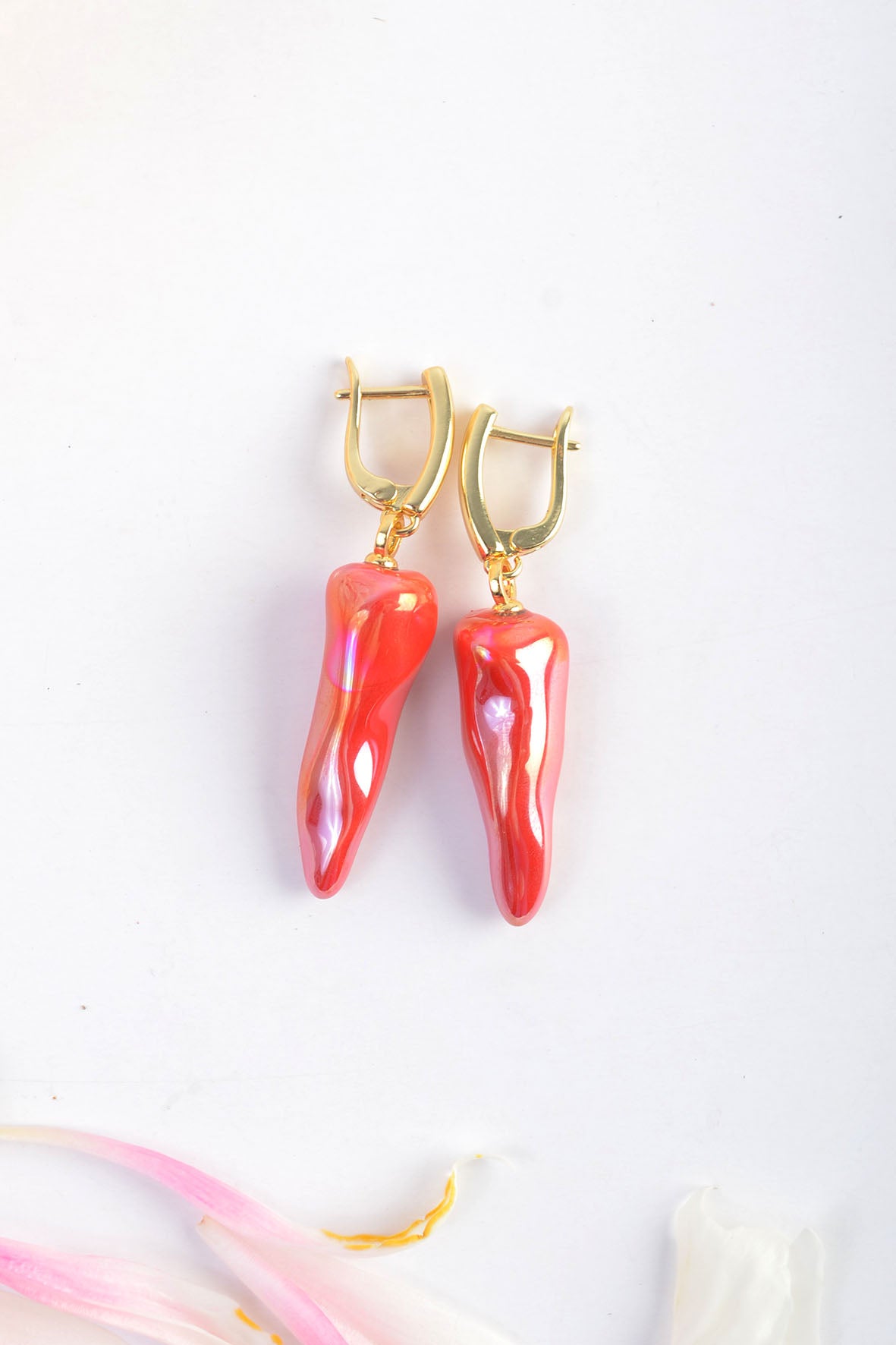 Red Abstract Art Boho Earrings