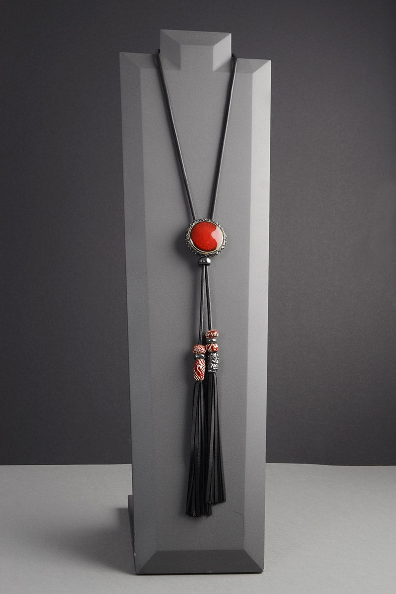 Red Boho Tassel Necklace