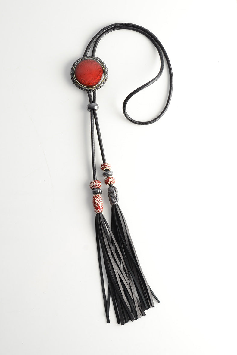Red Boho Tassel Necklace