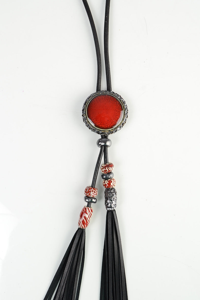 Red Boho Tassel Necklace