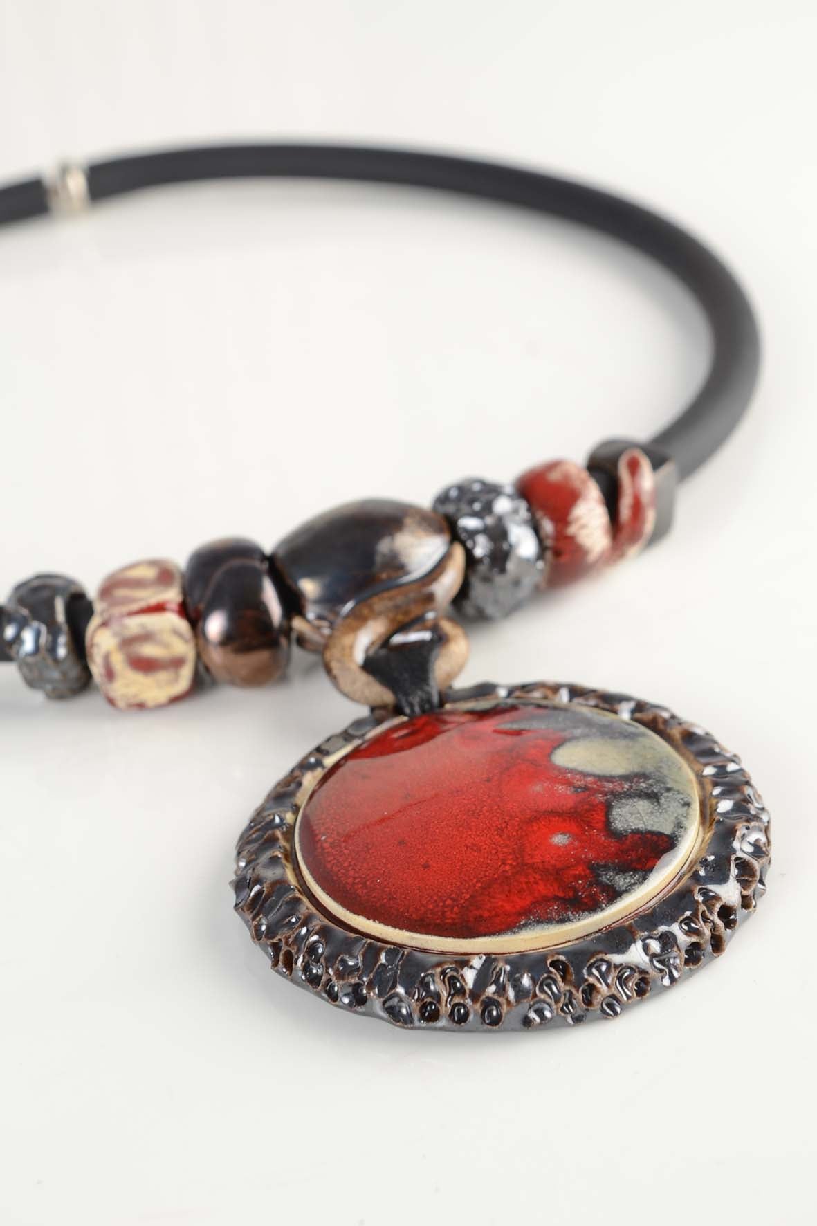Red Handmade Author’s Necklace for Women