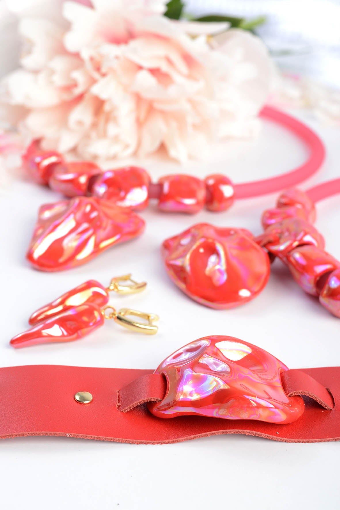 Red Leather Bohemian Style Bracelet