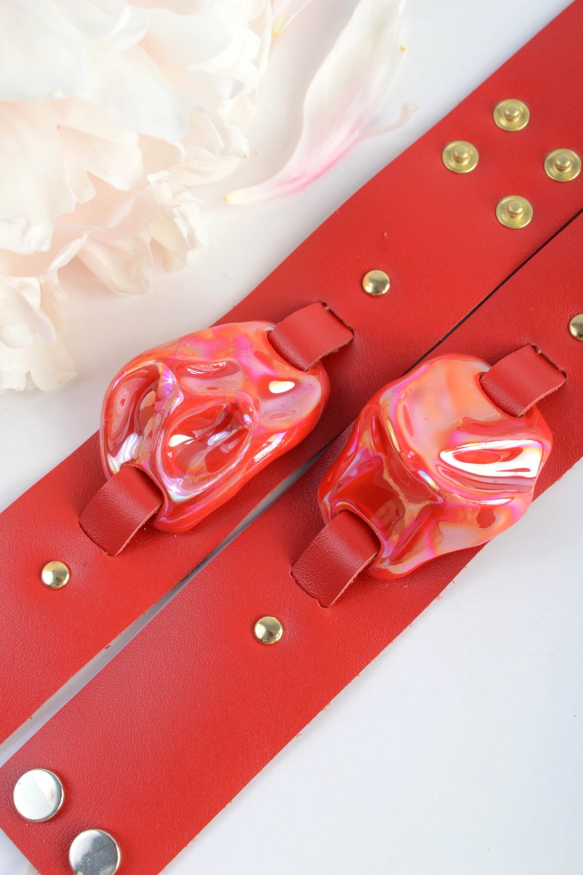 Red Leather Bohemian Style Bracelet