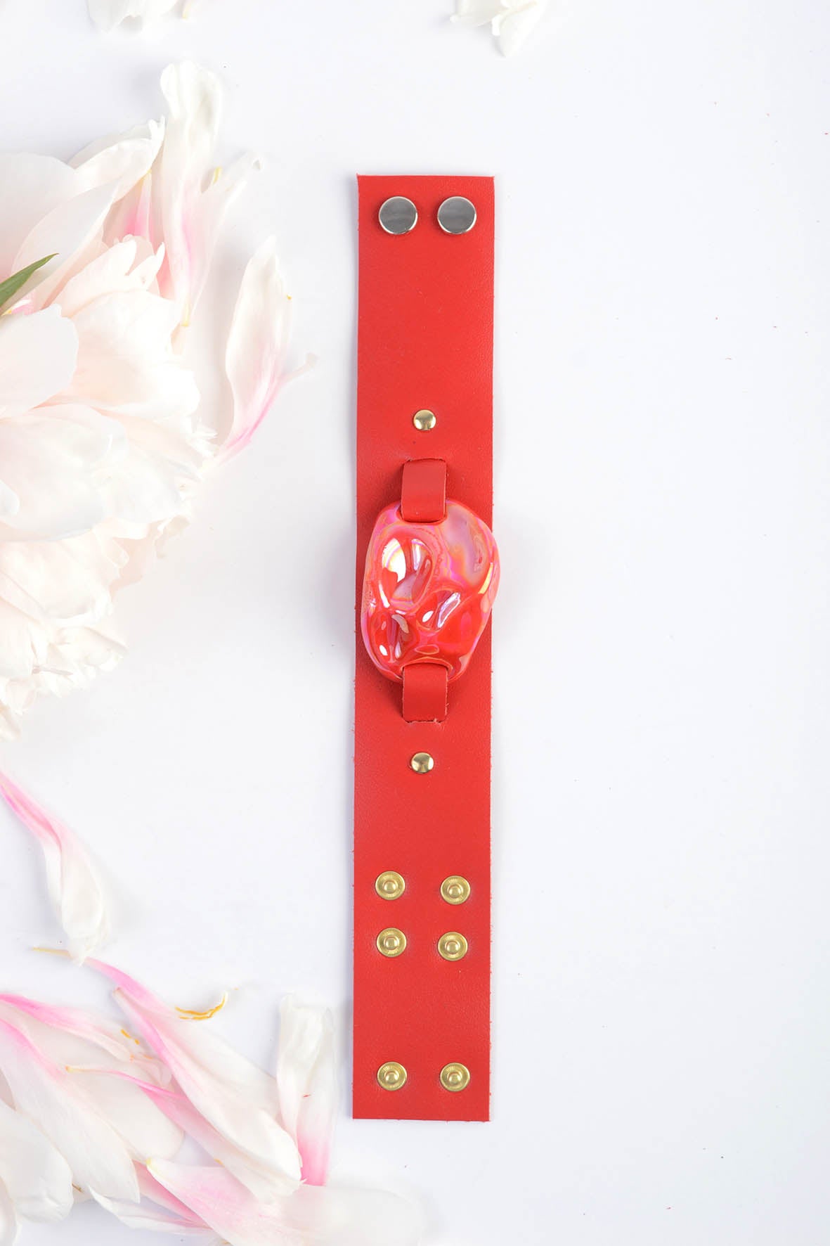 Red Leather Bohemian Style Bracelet