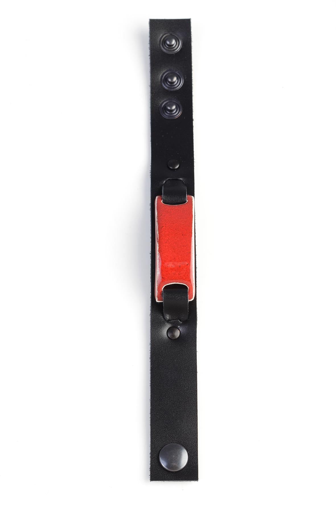 Red Slim Natural Leather Bracelet for Women