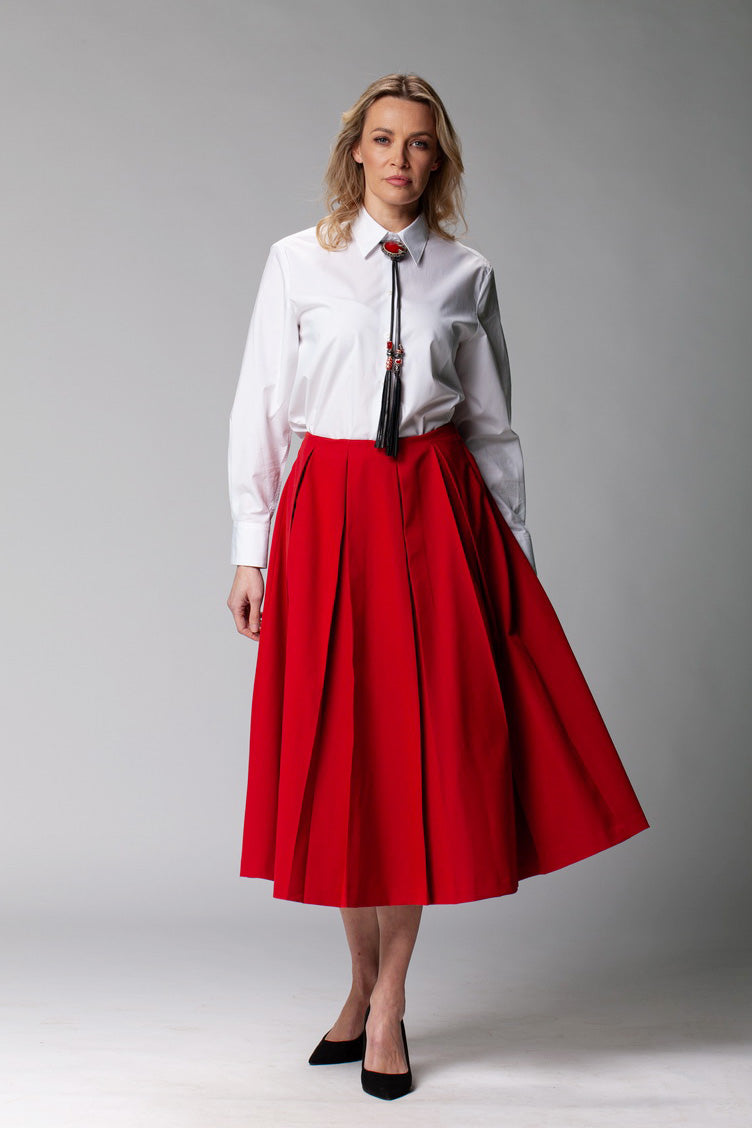 Red & Grey Leather Tassel Necklace