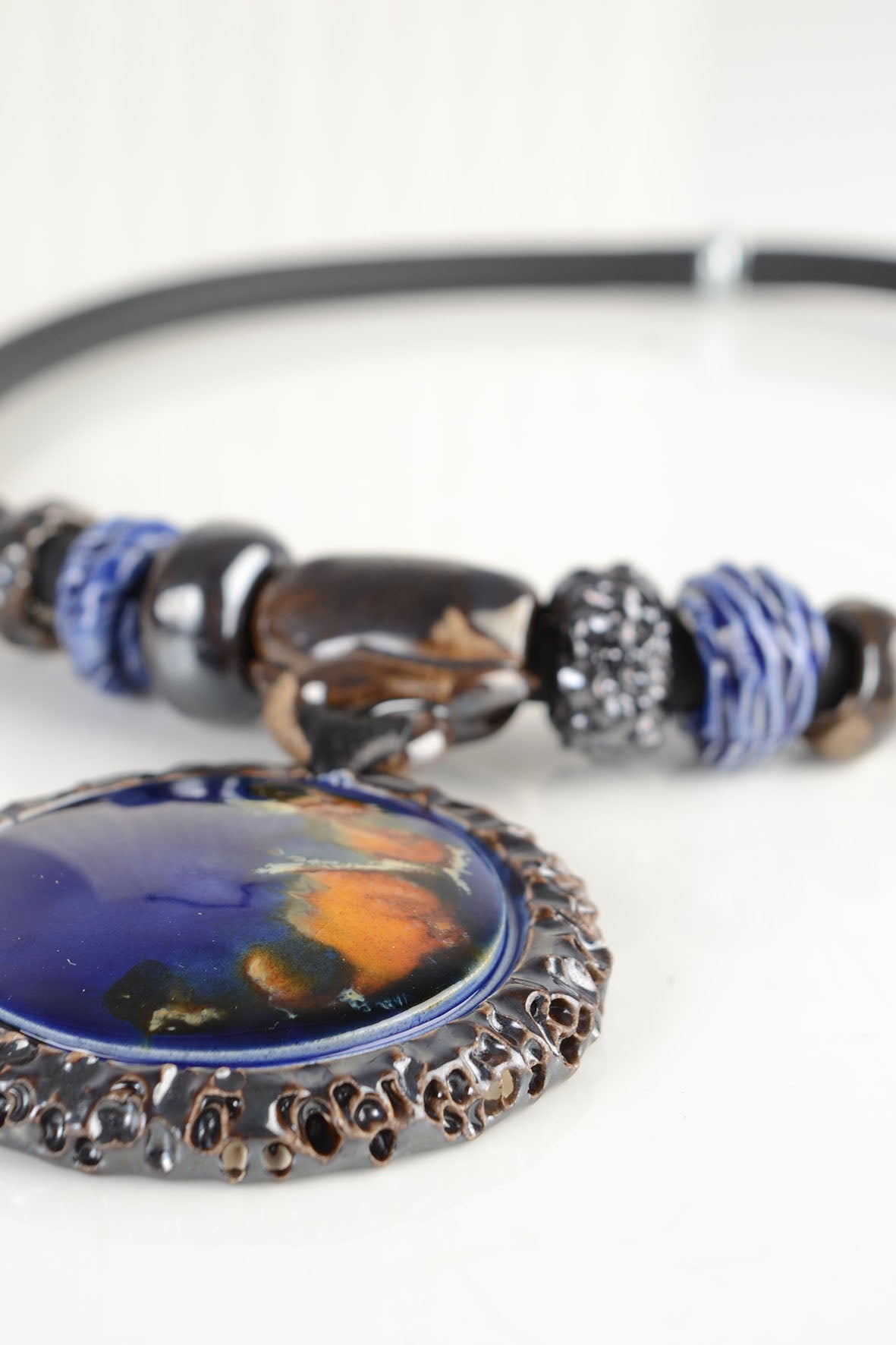 Royal Blue Necklace – Navy Blue Bohemian Pendant for Women