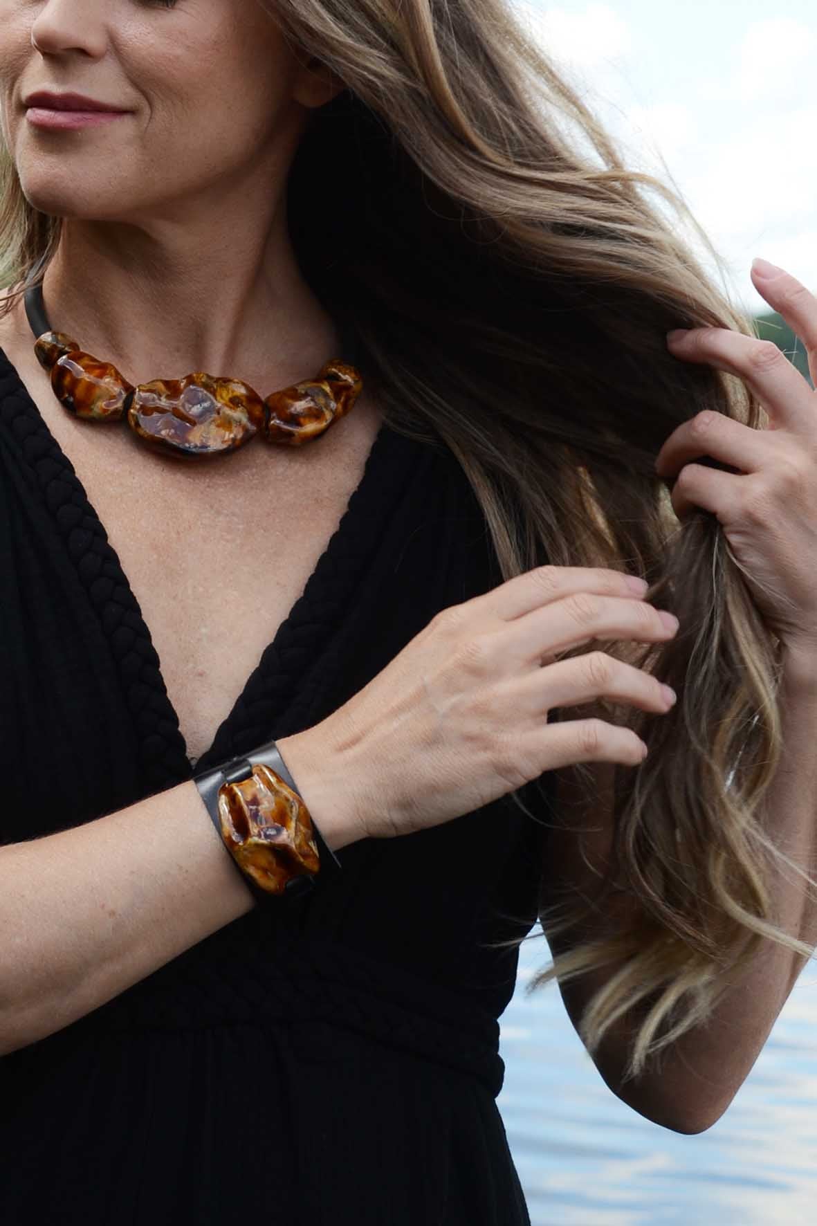 Rustic Brown Ceramic Bracelet