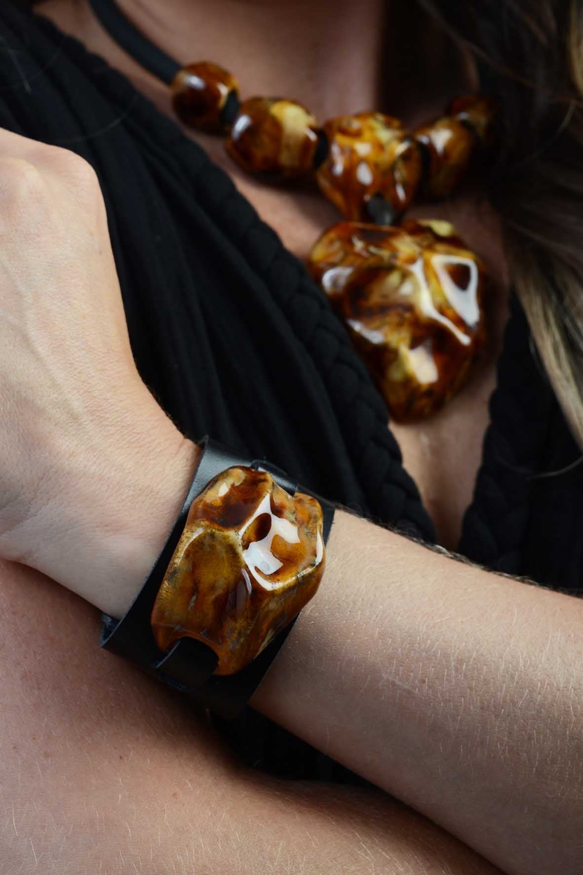 Rustic Brown Ceramic Bracelet
