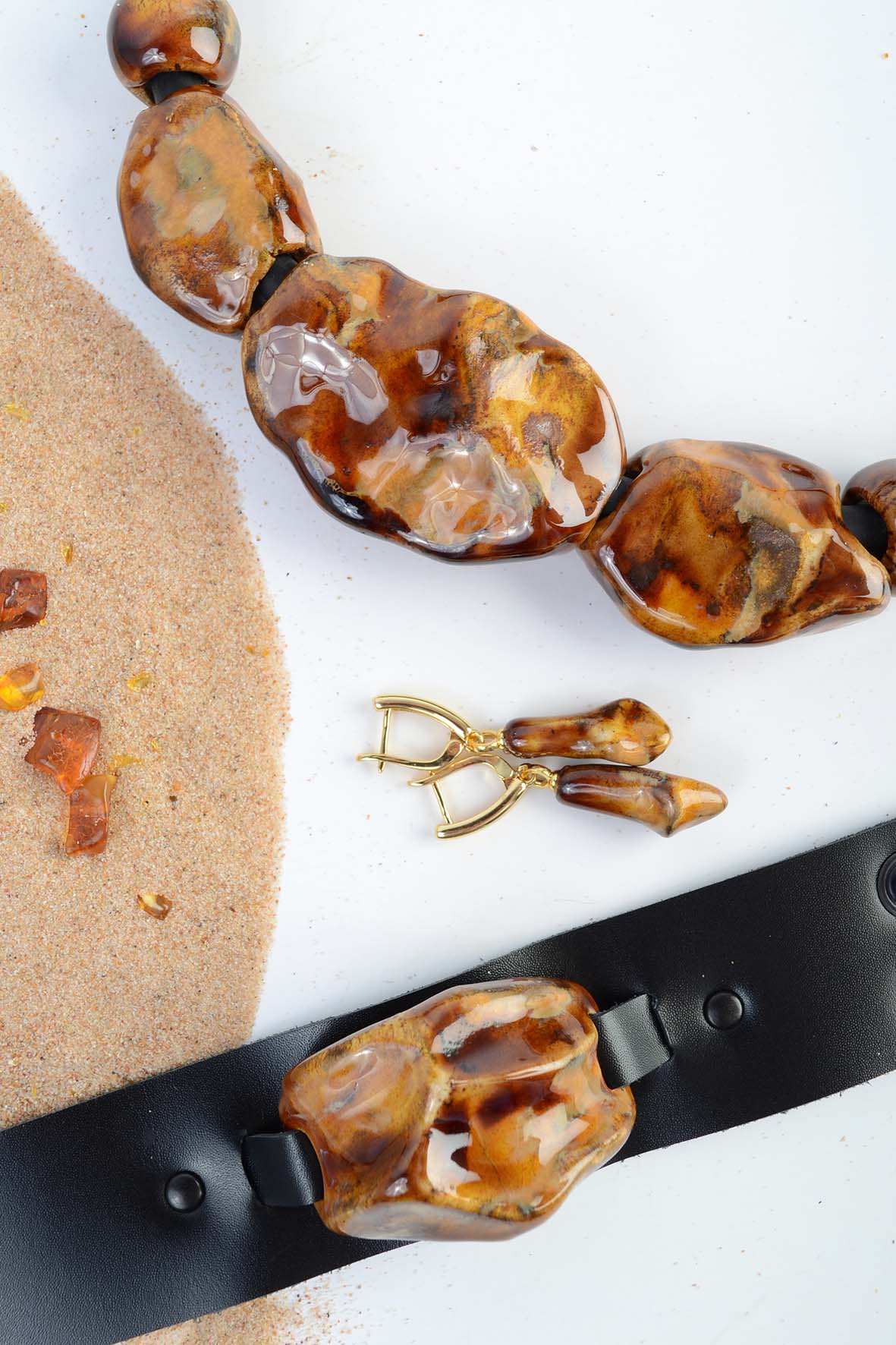 Rustic Brown Ceramic Bracelet